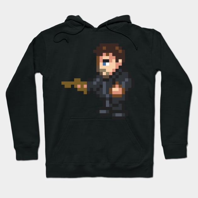 Chris Redfield Resident Evil Pixel Art Hoodie by AlleenasPixels